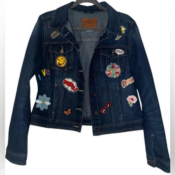 BBJ Los Angeles Jean Denim Jacket with Iron on Patches - Picture 1 of 15